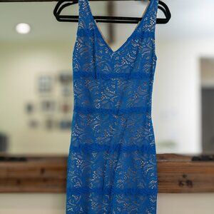 Bebe Electric Blue Lace Bodycon Mini Dress